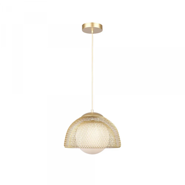 PENDENTE CANJICA DOURADO E BRANCO (D)30CM (A)20CM 1XE27 25W - AF001
