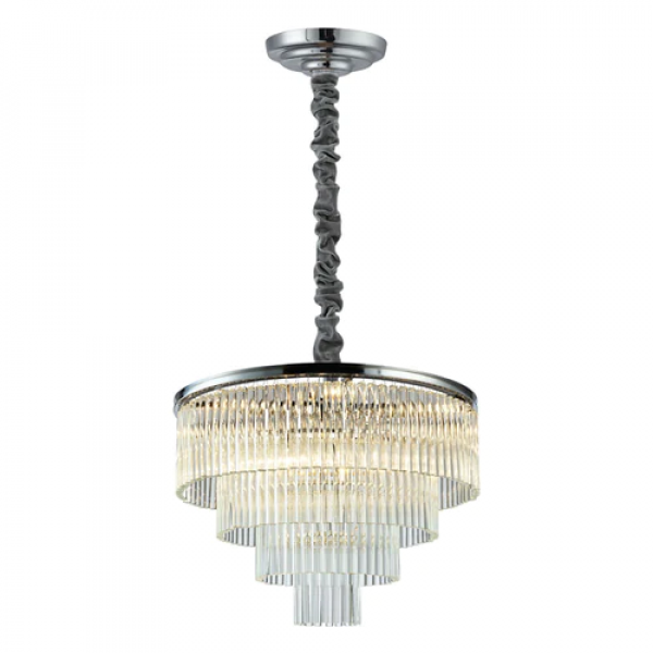 PENDENTE VIVI CROMADO E TRANSP (D)60CM (A)42CM  9XE14 360W