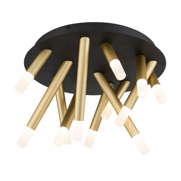 PLAFON MANACÁ DOURADO PRETO E BRANCO (D)47.5CM (A)30.5CM 16W + 8W 3000K 21 - BD001S