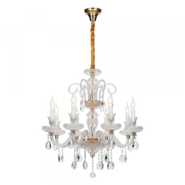 LUSTRE ELYSEE DOURADO E TRANSPARENTE (D)72CM (A)78CM 8XE14 320W - BK5308