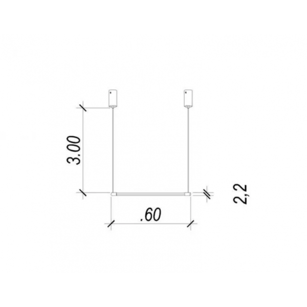 PENDENTE TEC PRETO (C)60CM (L)2.2CM 1X12W 3000K 760LM - GD012SB