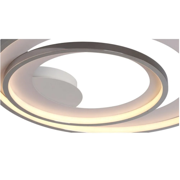 PLAFON DE SOBREPOR LOOP CROMADO E BRANCO (D)62 + 42CM (A)5.2CM 1X60W 3000K 1500LM - HM008CR