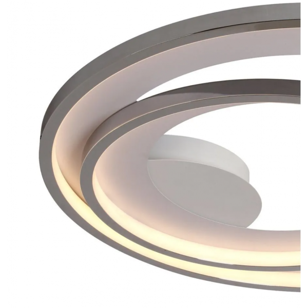 PLAFON DE SOBREPOR LOOP CROMADO E BRANCO (D)62 + 42CM (A)5.2CM 1X60W 3000K 1500LM - HM008CR