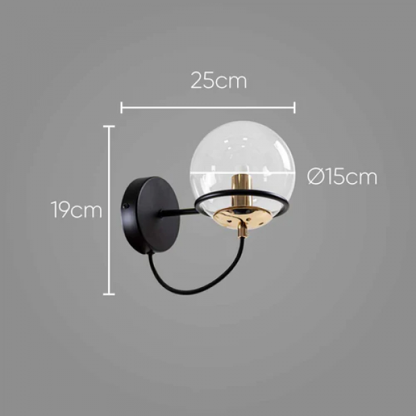 Arandela Canela c/ Cúpula Globo Vidro p/ E14 DG002 - 1