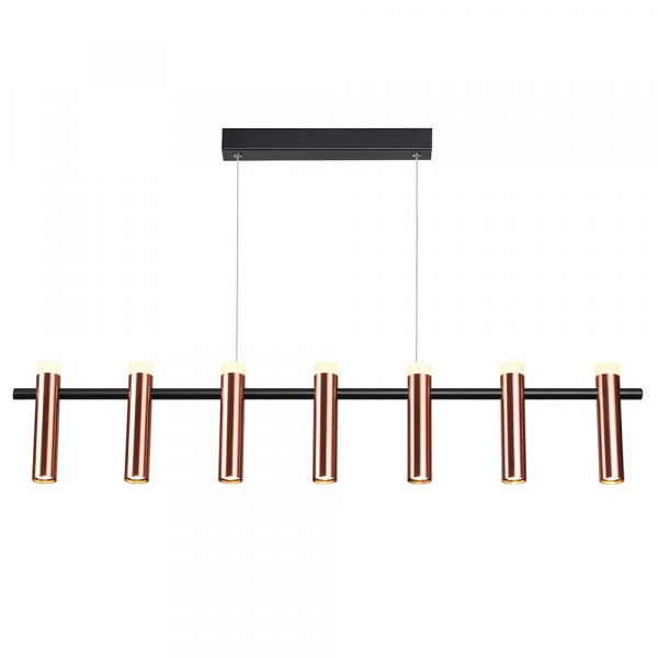 PENDENTE TUBI COBRE E PRETO (C)105CM (L)4CM (A)20CM 7X7W 3000K 3640LM - CD002M