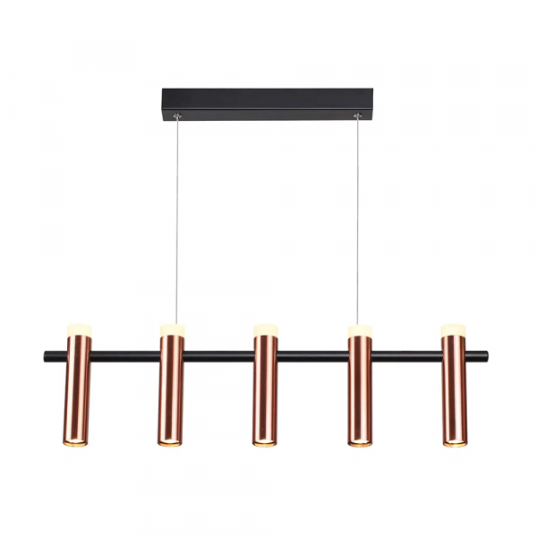 PENDENTE TUBI COBRE E PRETO (C)78CM (L)4CM (A)20CM 5X7W 3000K 2600LM - CD002S