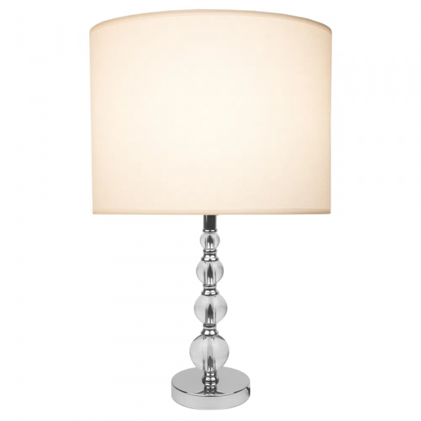 BASE PARA ABAJUR LIT CROMADO E TRANSPARENTE (D)12CM (A)34CM  1X40W   E27