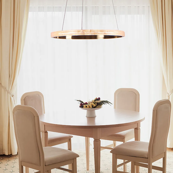 PENDENTE OCA DOURADO E TRANSPARENTE (D)60CM (A)4CM 1X32W 3000K 1881LM - GD001 - 5