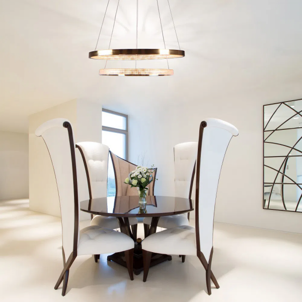 PENDENTE OCA DOURADO E TRANSPARENTE (D)60+40CM (A)4CM 32W + 22W 3000K 3168LM - GD002 - 6