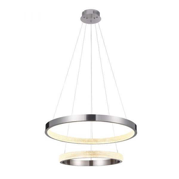 PENDENTE OCA NICKEL E TRANSPARENTE (D)60 + 40CM (A)4CM 32W +22W 3000K 2970LM - GD002NK