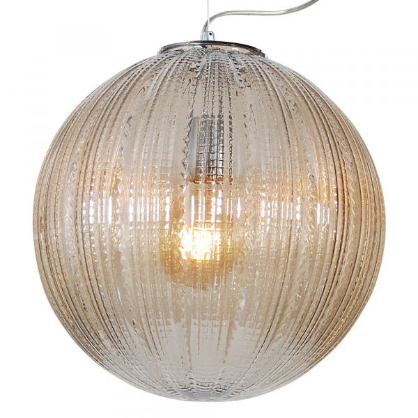 PENDENTE NANA D 35CM 1XE27 127V / 220V CROMADO E AMBAR - JO002A - 2