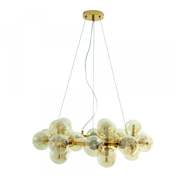 PENDENTE HALO DOURADO E CONHAQUE (D)69.5CM (A)24CM 25XG9 125W - PENDENTE HALO DOURADO E CONHAQUE (D)69.5CM (A)24CM 25XG9 125W - 2