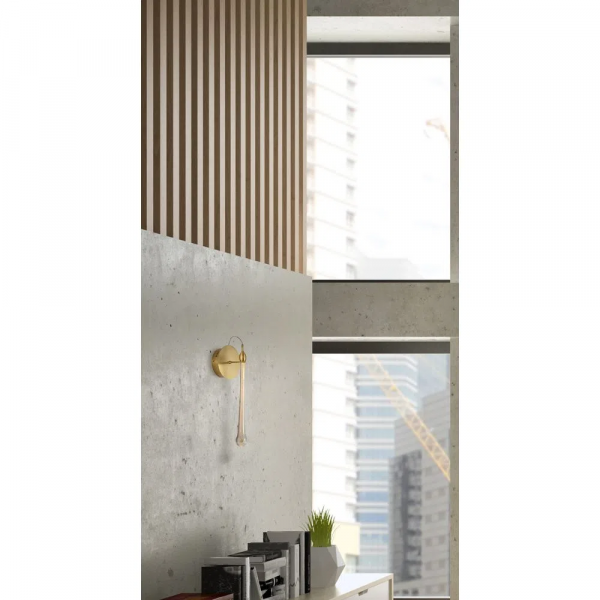 ARANDELA GOCCIA DOURADO E TRANSPARENTE (C)11CM (L)12CM (A)42CM 1X3W 3000K 195LM - OC005 - 2