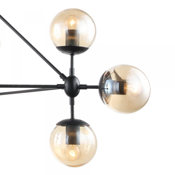 PENDENTE ORBE PRETO E CHAMPANHE (D)100CM (A)78CM 10XE27 BOLINHA 400W - OP056 - 1