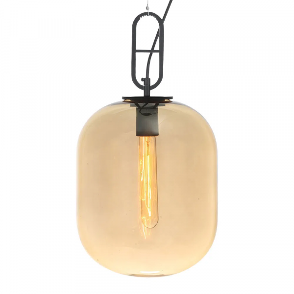 PENDENTE KHAO PRETO E CHAMPAGNE (D)25CM (A)45CM 1XE27 40W - OP060CH - 1