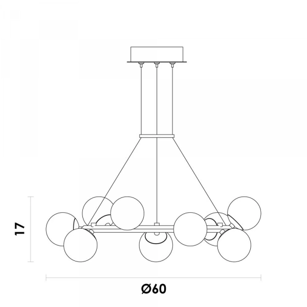 PENDENTE SPIRIT DOURADO / PRETO E TRANSPARENTE (D)60CM (A)15CM 9X3W 3000K 1620LM LED - 1