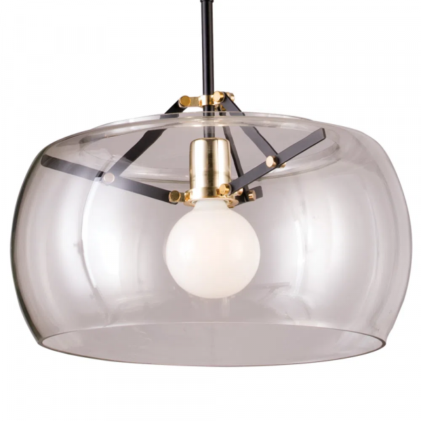 PENDENTE NOBU D 40CM X 31CM 1 X A60 40W PRETO / DOURADO E TRANSP - RE004BC - 2