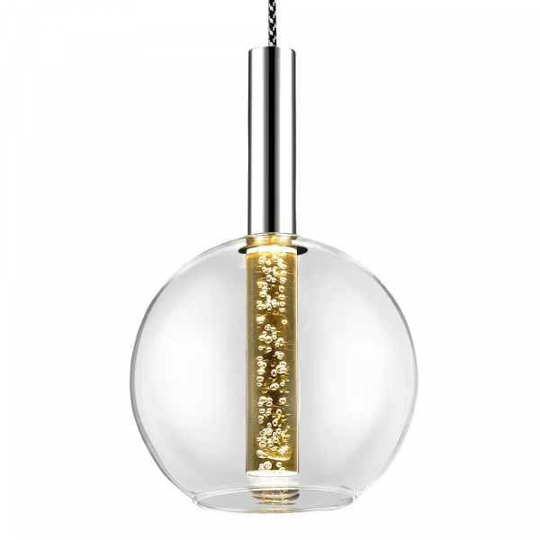 PENDENTE EGEO CROMADO E TRANSPARENTE (D)18CM (A)29CM 1X5W 3000K - HO122 - 1