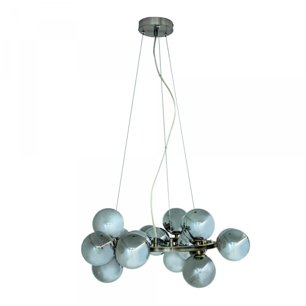 PENDENTE HALO NIQUELADO E CROMADO (D)56CM (A)24CM 15XG9 75W - PENDENTE HALO NIQUELADO E CROMADO (D)56CM (A)24CM 15XG9 75W - 1