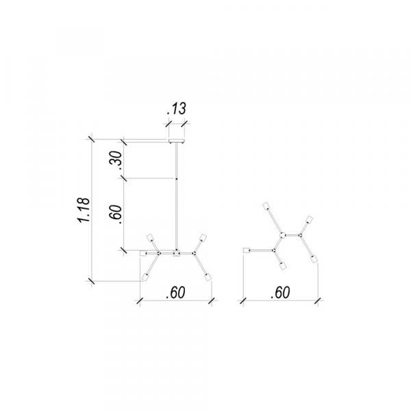 PENDENTE LEBLON PRETO (D)60CM (A)118CM 5XE27 200W - RM001B - 2