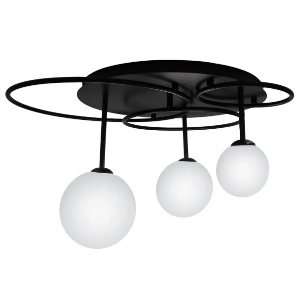 PLAFON DE SOBREPOR LINDO PRETO E CROMADO (D)60CM (A)32CM 3XG9 75W - TR006B - 1