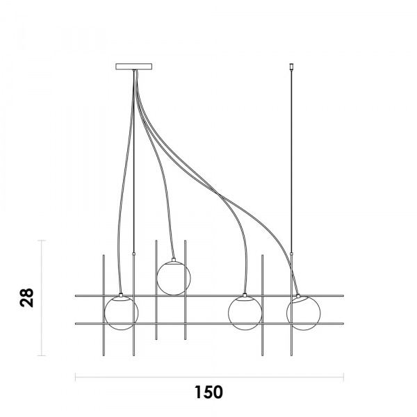 PENDENTE DIX PRETO E BRANCO (C)12CM (L)15CM (A)52CM 4X25W G9 - 2
