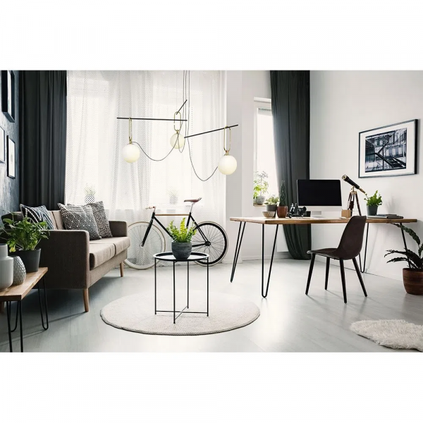 PENDENTE MOB DOURADO E PRETO E BRANCO (D)130CM (A)85CM 3XE14 21W - YD003 - 2