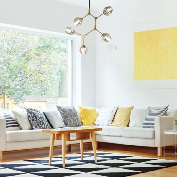 PENDENTE ORBE PRETO E CHAMPAGNE (C)80CM (L)40CM (A)95CM 5XE27 200W - KY001S - 2