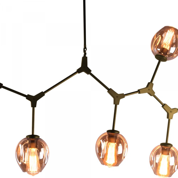 PENDENTE ORBE DOURADO E CHAMPAGNE (C)100CM (L)40CM (A)95CM 7XE27 280W - KY001MG - 3