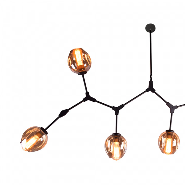 PENDENTE ORBE PRETO E CHAMPAGNE (C)100CM (L)40CM (A)95CM 7XE27 280W - KY001M - 1