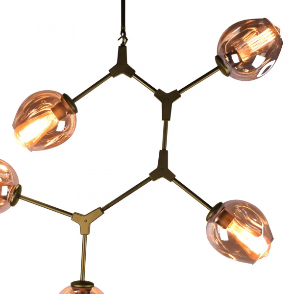 PENDENTE ORBE DOURADO E CHAMPAGNE (C)80CM (L)40CM (A)95CM 5XE27 200W - KY001SG - 2