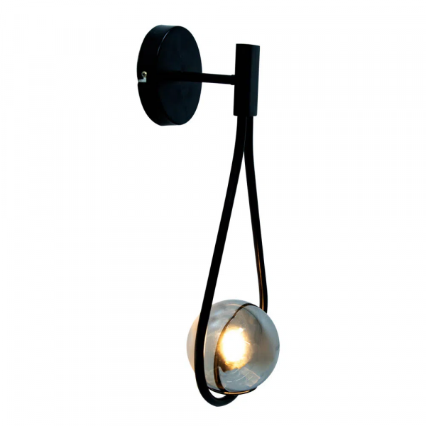 ARANDELA PINGO PRETO E FUME (D)20CM (A)47.4CM 1XG9 25W - TR002B - 1