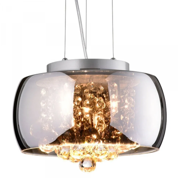 PENDENTE / PLAFON SOHO CROMADO E TRANSPARENTE (D)28CM (A)13CM 3XG9 75W - PD005CR - 1