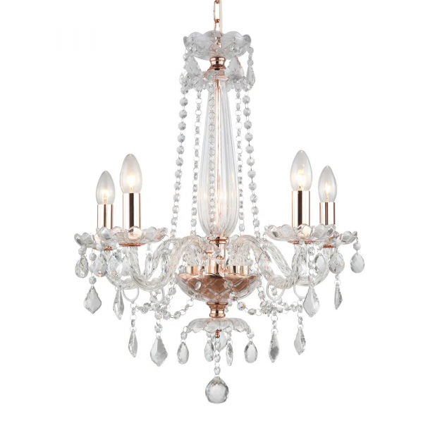 PENDENTE TYENE ROSE GOLD E TRANSPARENTE (D)54CM (A)63CM 5XE14 200W - JF305 - 2