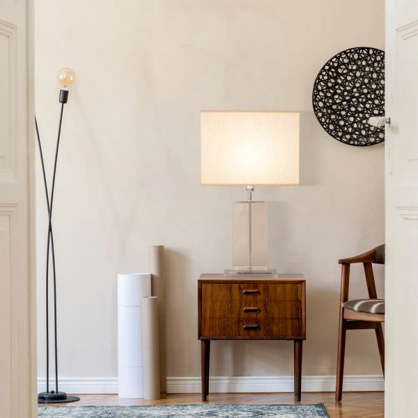 BASE PARA ABAJUR CLASSIC CROMADO E TRANSPARENTE (C)22.8CM (L)15.2CM (A)42.8CM 1XE27 40W - XL1115 - 2