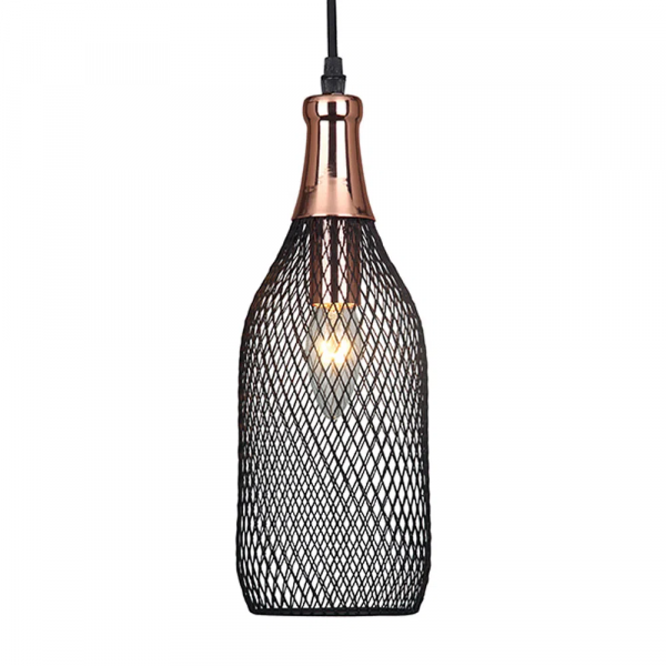 PENDENTE COPPER COBRE E PRETO (D)12CM (A)31CM 1XE27 40W - XN004 - 3