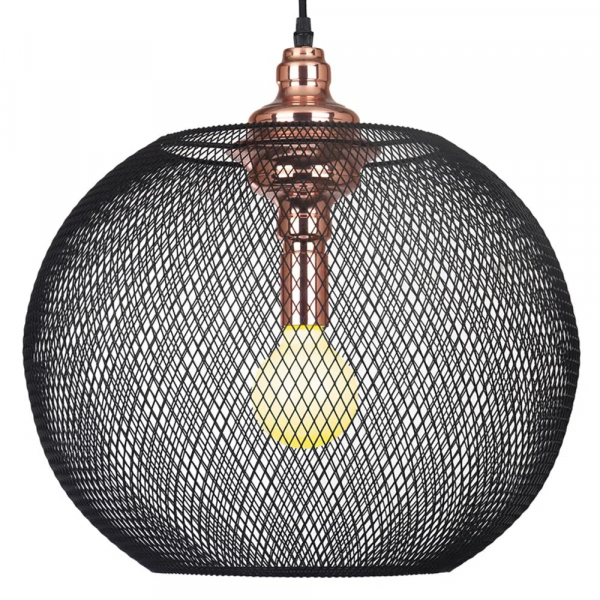 PENDENTE COPPER COBRE E PRETO (D)50CM (A)48CM 1XE27 40W - XN005 - 2