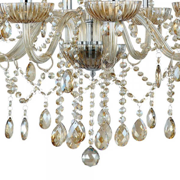 LUSTRE ANJOU CROMADO E CHAMPAGNE (D)68CM (A)68CM 8XE14 320W - JF018A - 2