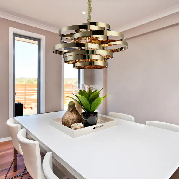 PENDENTE ATHENA DOURADO (D)80CM (A)40CM 5XE14 200W - AQ029 - 2