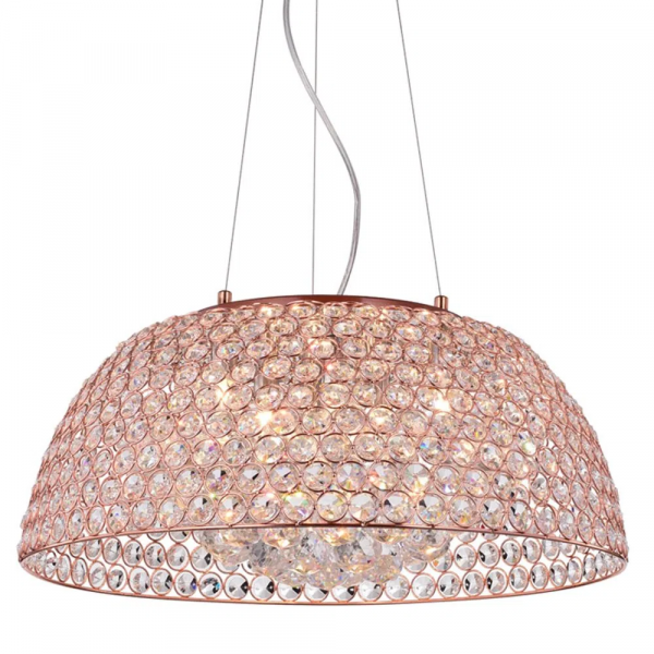 PENDENTE BELLS COBRE E TRANSP (D)50CM (A)19.5CM 6XG9 240W - PD009L - 2