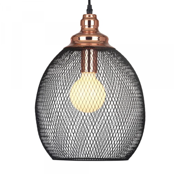 PENDENTE COPPER COBRE E PRETO (D)28CM (A)41CM 1XE27 40W - XN003 - 2