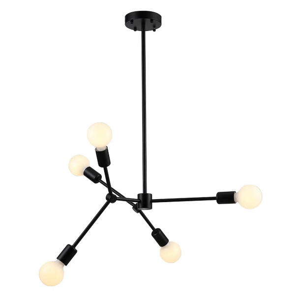 PENDENTE LEBLON PRETO (D)60CM (A)118CM 5XE27 200W - RM001B