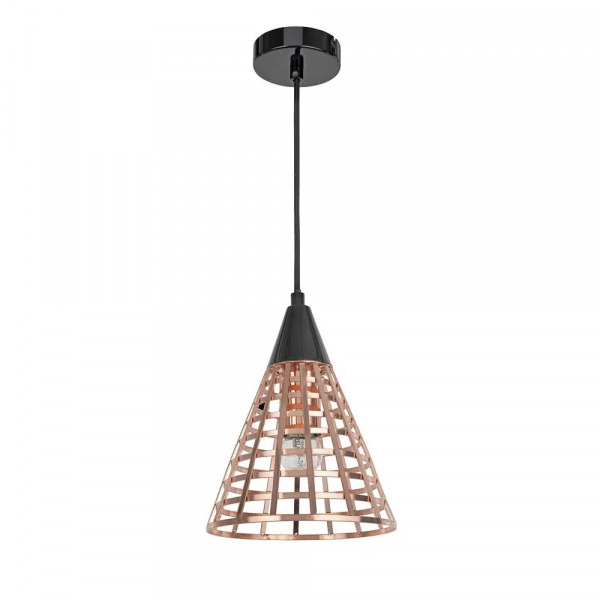 PENDENTE GROU D 19CM X 27CM 1XE27 127V / 220V COBRE E PRETO - CI006B