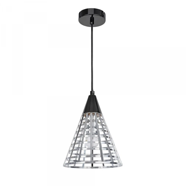 PENDENTE GROU D 19CM X 24CM 1XE27 127V / 220V CROMADO E PRETO - CI006C