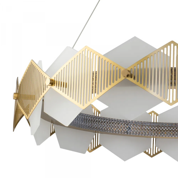 PENDENTE LOSANGHE DOURADO E BRANCO (D)80CM (A)17.9CM 4X17W 3000K 3400LM - EG002L - 3