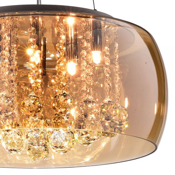 PENDENTE / PLAFON SOHO CROMADO TRANSP E AMBAR (D)40CM (A)23CM 5XG9 125W - PD002AM - 3