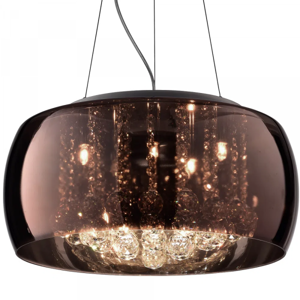 PENDENTE / PLAFON SOHO CROMADO TRANSP E COBRE (D)40CM (A)23CM 5XG9 125W - PD002CO - 2