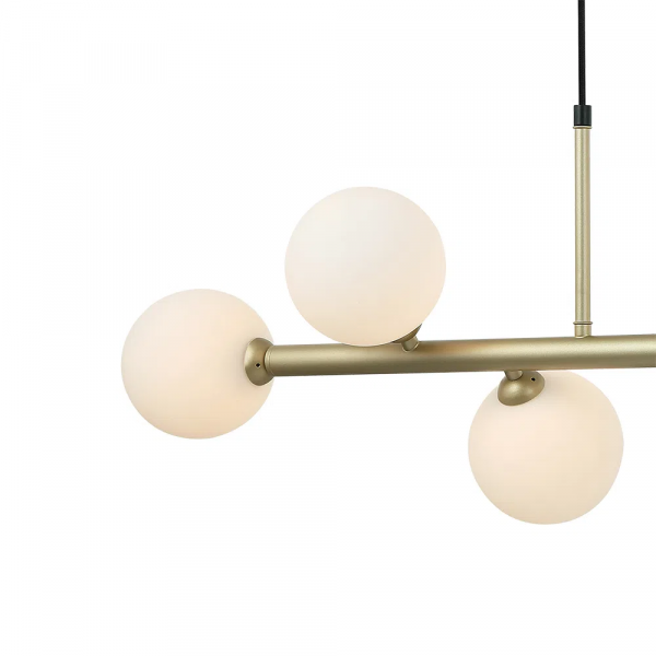 PENDENTE ABAPORU DOURADO E BRANCO (C)92CM (L)30CM (A)23CM 6XG9 150W - HL003W - 2