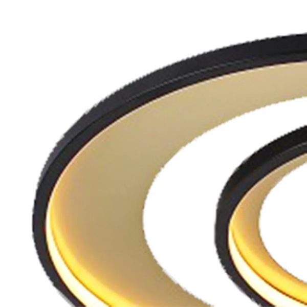 PLAFON DE SOBREPOR LOOP PRETO E DOURADO (D)62 + 42CM (A)5,2CM 1X48W 3000K 1500LM LED - 2