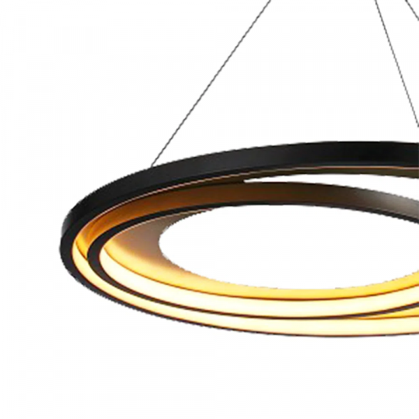 PENDENTE LOOP PRETO E DOURADO (D)62 + 42CM (A)2,2CM 1X48W 3000K 1500LM LED - 3